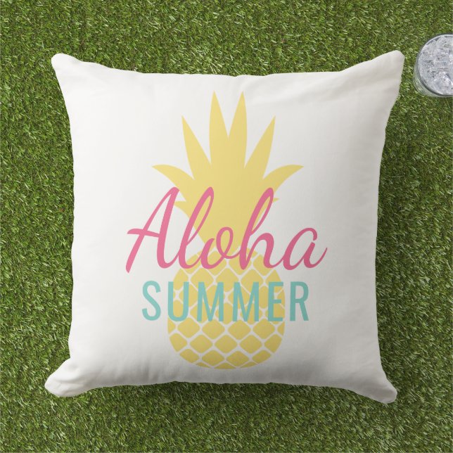 Aloha Summer Yellow Pineapple Tropical Cushion (Grass)