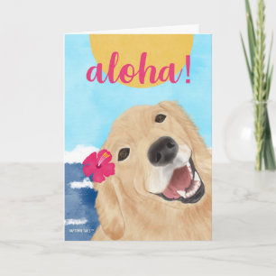 Aloha Sun and Waves Golden Retriever Dog Card