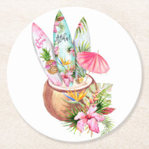 Aloha surfboard coasters