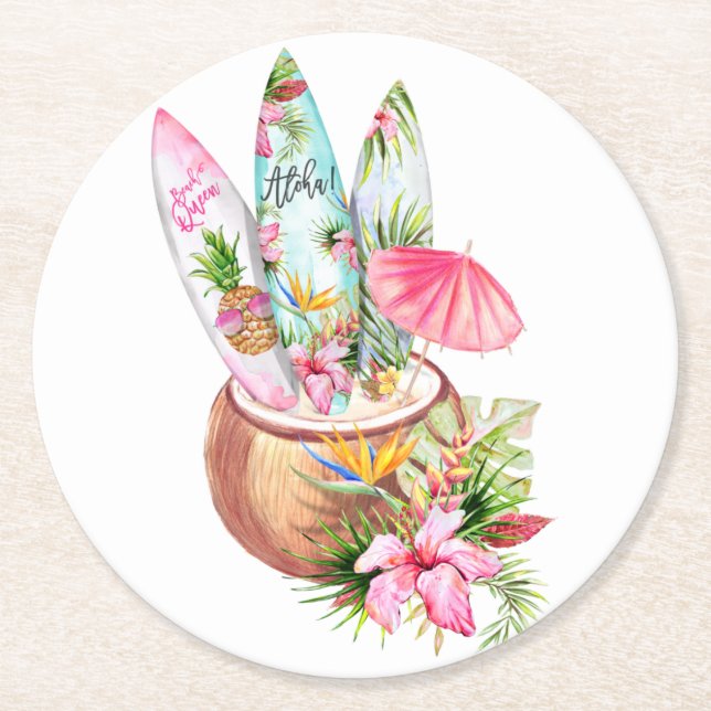 Aloha surfboard coasters (Front)