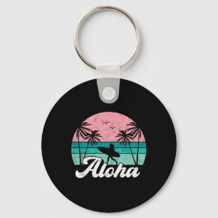 Aloha Surfer Girl Hawaii Vintage Hawaiian Surfing Key Ring