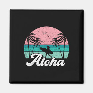Aloha Surfer Girl Hawaii Vintage Hawaiian Surfing Magnet