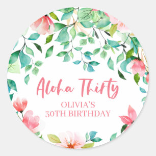 Aloha Thirty Tropical Luau Birthday Classic Round Sticker
