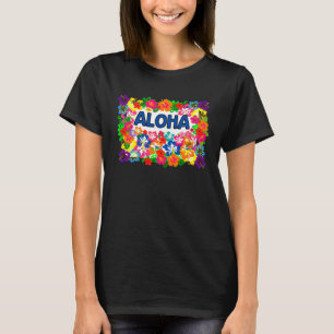 ALOHA Tiki Party Hawaiian  Luau Party Tropical Flo T-Shirt