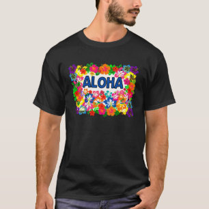 ALOHA Tiki Party Hawaiian  Luau Party Tropical Flo T-Shirt