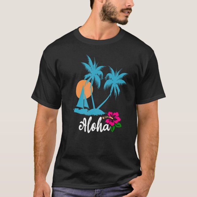 Aloha Tiki Party Hawaiian Luaus Family Vacations B T-Shirt (Front)