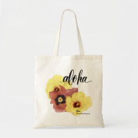 Aloha Tote Bag Hau Hibiscus Aloha (blank back)
