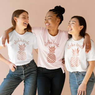 Aloha Tribe Hawaii Rose Gold Pineapple Bridesmaid T-Shirt