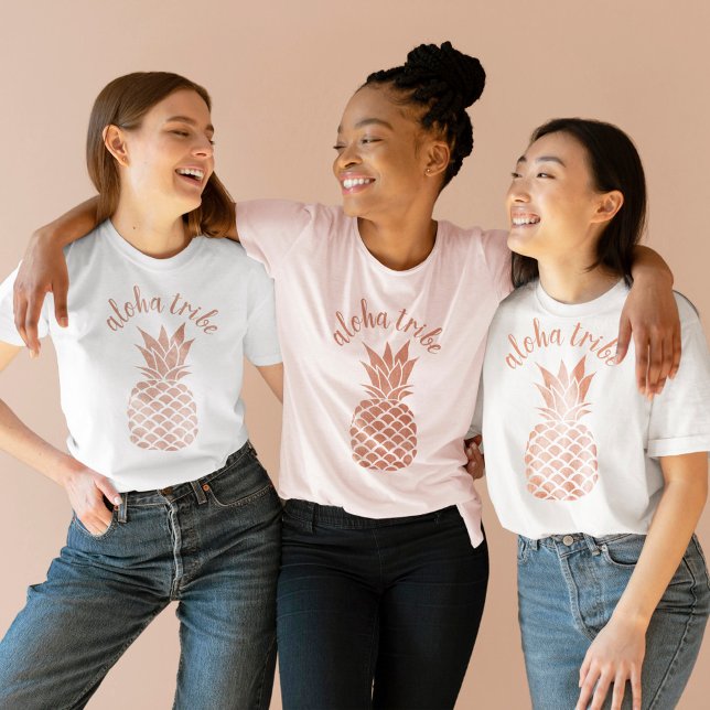 Aloha Tribe Hawaii Rose Gold Pineapple Bridesmaid T-Shirt (Creator Uploaded)