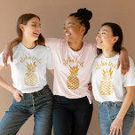 Aloha Tribe Hawaiian Gold Pineapple Bridesmaid   T-Shirt<br><div class="desc">If you need any further customisation or any other matching items,  please feel free to contact me at yellowfebstudio@gmail.com</div>
