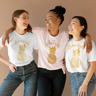 Aloha Tribe Hawaiian Gold Pineapple Bridesmaid T-Shirt