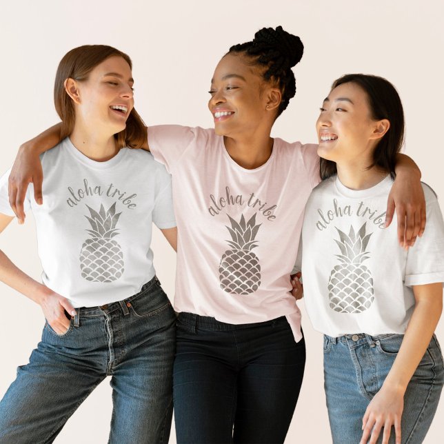 Aloha Tribe Hawaiian Silver Pineapple Bridesmaid T-Shirt (Creator Uploaded)