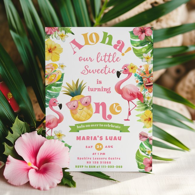 Aloha Tropical 1st girl Birthday luau Invitation (Creator Uploaded)