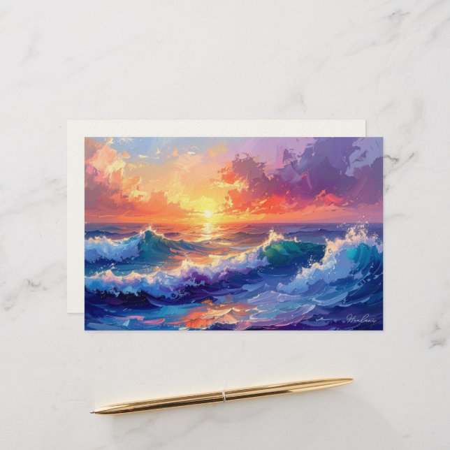 Aloha tropical art blank stationery (Front/Back In Situ)