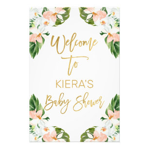 Aloha tropical baby shower welcome sign