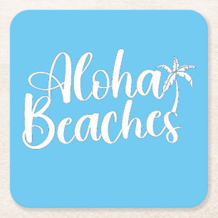 Aloha Tropical Beach design Square Paper Coaster