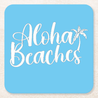 Aloha Tropical Beach design Square Paper Coaster
