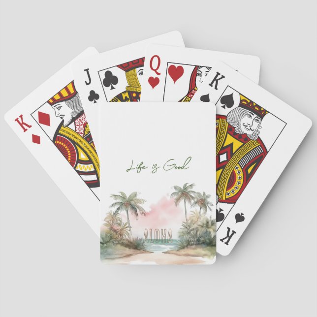 Aloha Tropical Beach Palm Trees Playing Cards (Back)