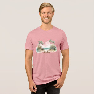 Aloha Tropical Beach Palm Trees Tri-Blend Shirt