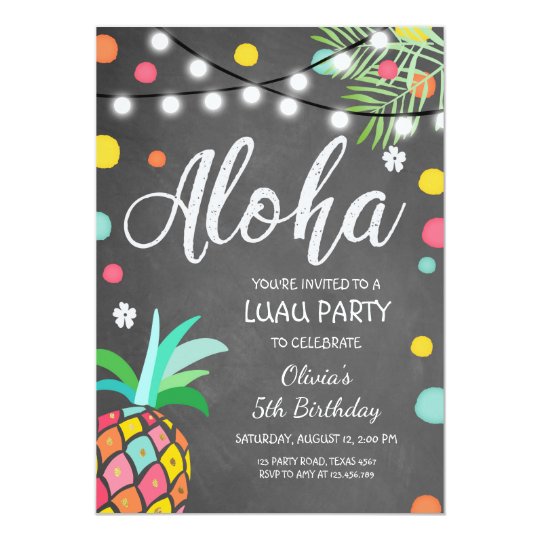 Aloha Tropical Birthday Party Invite Hawaii Luau Zazzle Co Nz
