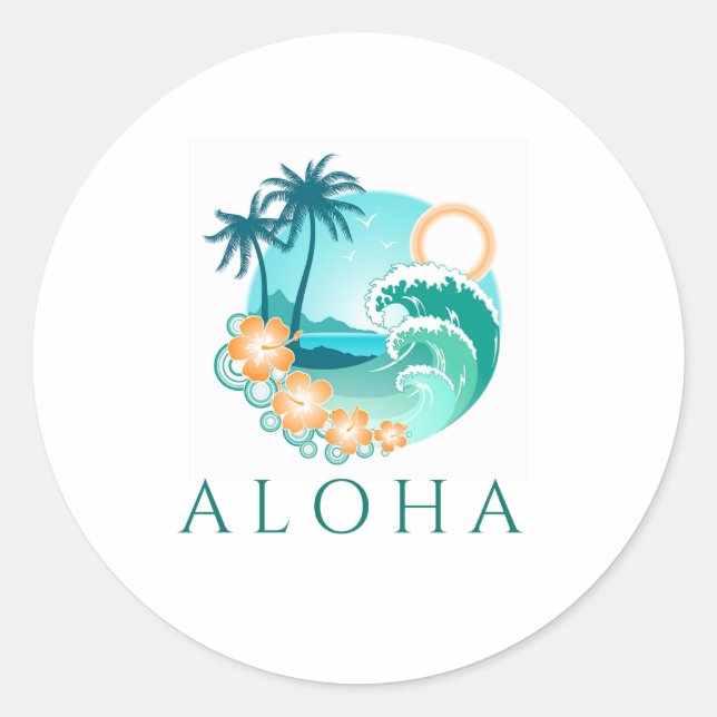 Aloha Tropical Classic Round Sticker (Front)