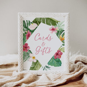 Aloha Tropical Floral Birthday Cards and Gifts Poster