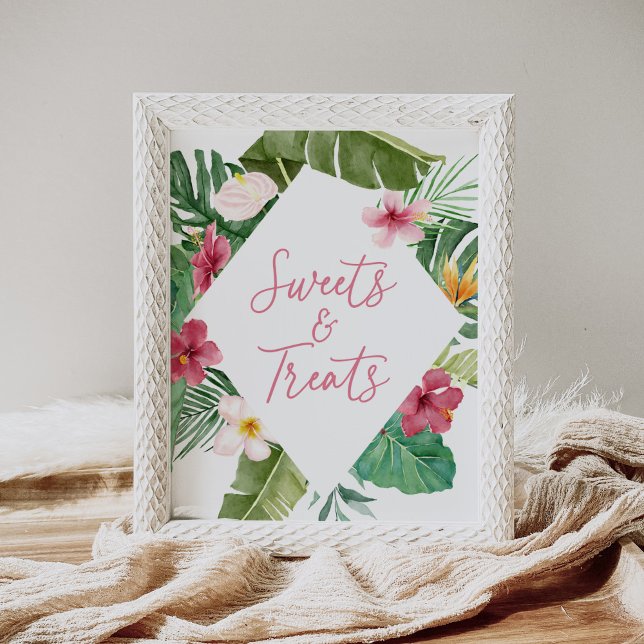 Aloha Tropical Floral Birthday Sweets and Treats Poster (Creator Uploaded)