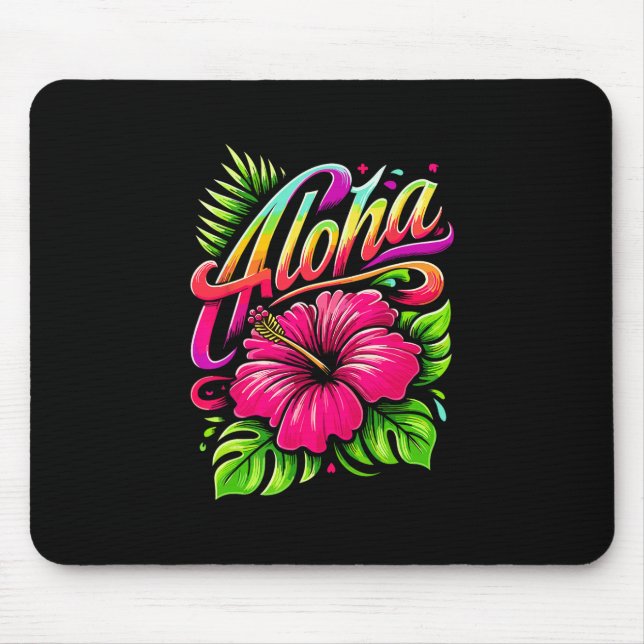 Aloha Tropical Flower Hawaii Vacation Summer Beach Mouse Pad (Front)