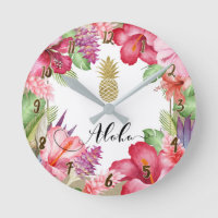 Aloha Tropical Flowers Floral Chic Gold Pineapple