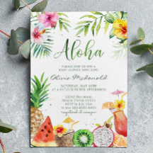 Aloha Tropical Fruits Baby Shower Invitation