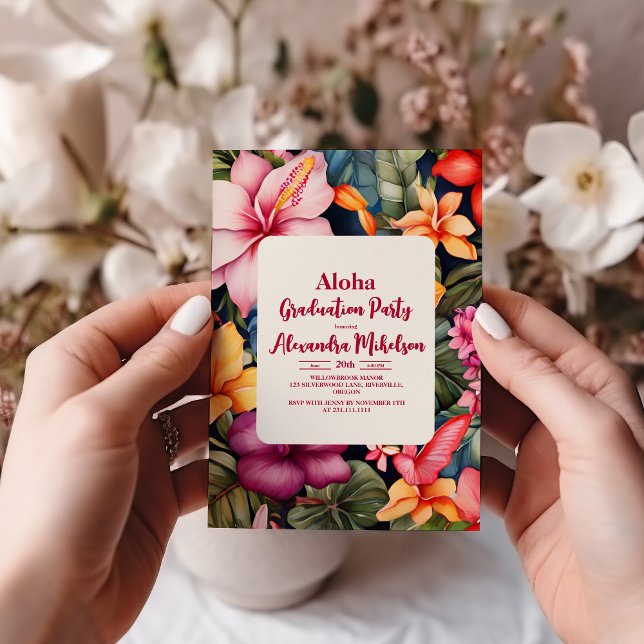 Aloha Tropical Graduation Luau Invitation (Creator Uploaded)