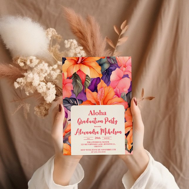 Aloha Tropical  Graduation Luau Party Invitation (Creator Uploaded)