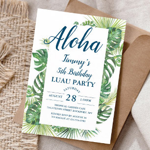 Aloha Tropical Greenery Boy Birthday Invitation