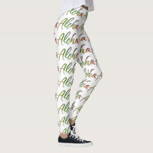 Aloha - Tropical Hand Lettering - Hawaiian Nature Leggings