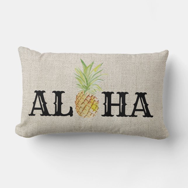 Aloha Tropical Hawaii Pineapple Throw Accent Lumbar Cushion (Front)