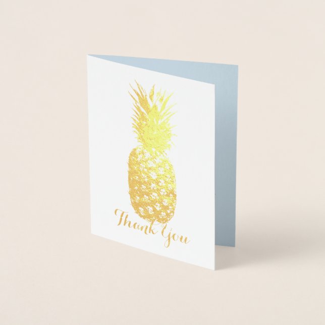 Aloha Tropical Hawaiian Gold Pineapple Thank you Foil Card (Front)