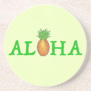 ALOHA Tropical Hawaiian Island Pineapple Fruit Coaster