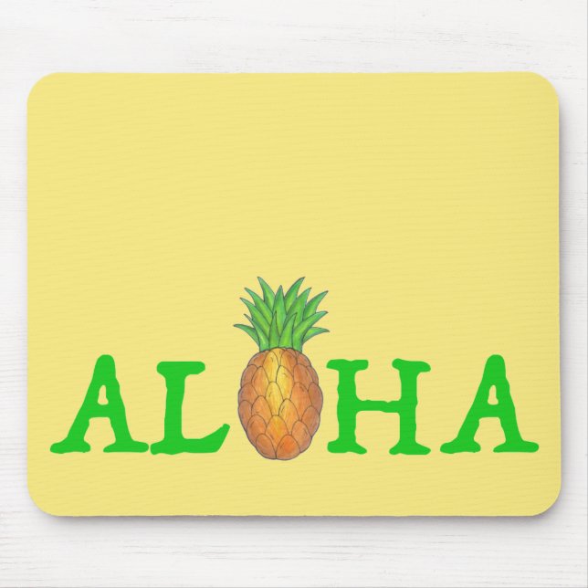 ALOHA Tropical Hawaiian Island Pineapple Fruit Mouse Pad (Front)