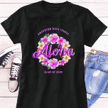 Aloha Tropical Hawaiian Luau Graduation T-Shirt<br><div class="desc">This colourful Aloha Hawaiian Luau shirt features bright tropical hibiscus flowers and is personalised with your school name and class year. You can easily customise colours or fonts by clicking "Personalise" and then click "Edit using design tool". Makes a great party favour - a fun shirt to celebrate your special...</div>