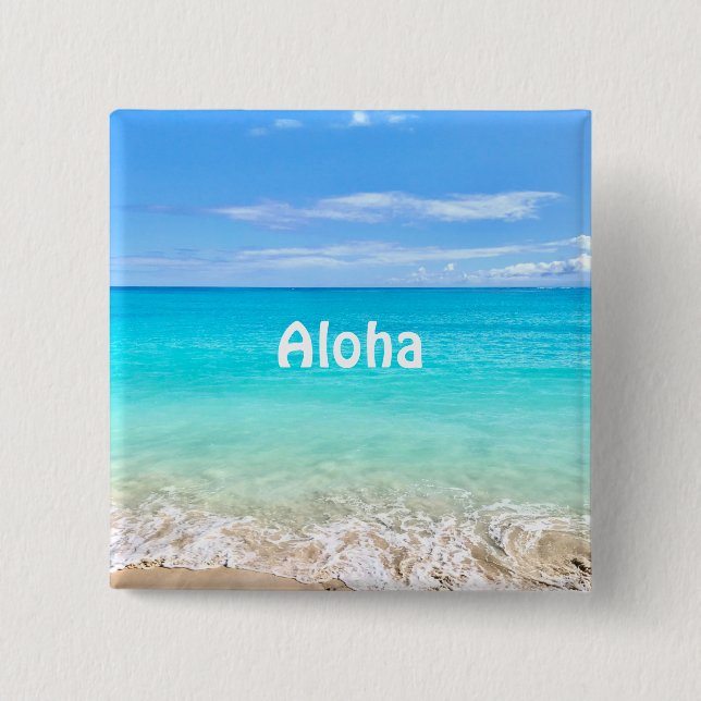 Aloha Tropical Hawaiian Ocean 15 Cm Square Badge (Front)