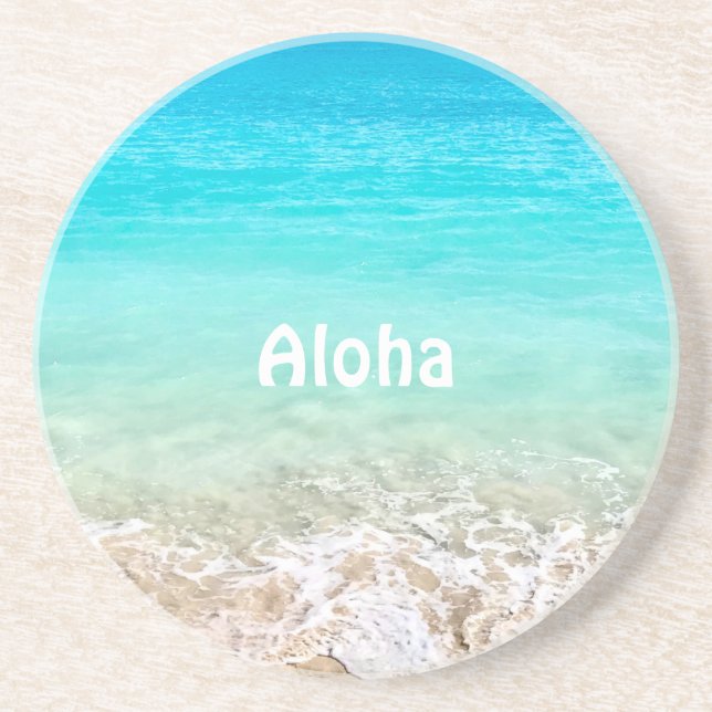 Aloha Tropical Hawaiian Ocean  Coaster (Front)