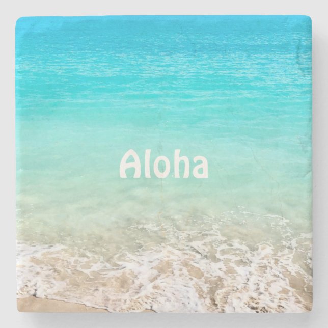Aloha Tropical Hawaiian Ocean Stone Coaster (Front)