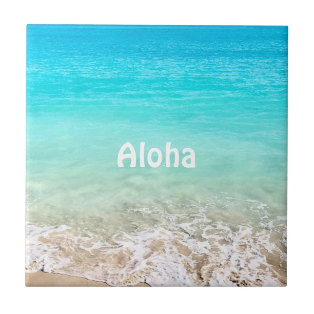 Aloha Tropical Hawaiian Ocean   Tile (Front)
