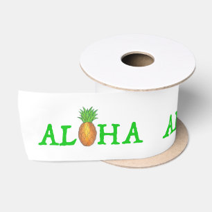 ALOHA Tropical Island Hawaii Pineapple Fruit Beach Satin Ribbon