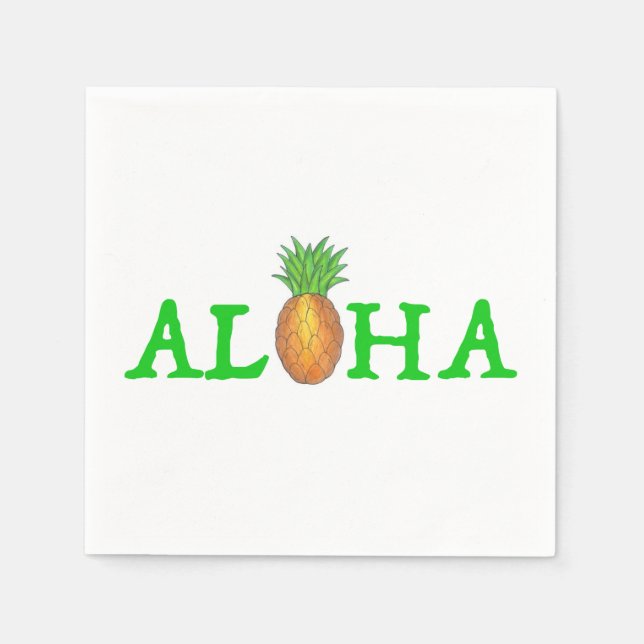 ALOHA Tropical Island Hawaiian Pineapple Luau Napkin (Front)