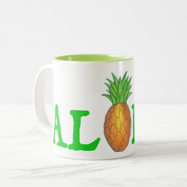 ALOHA Tropical Island Hawaiian Pineapple Mug (Front Left)