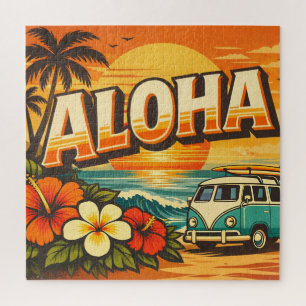 Aloha Tropical Island Sunset Artwork Jigsaw Puzzle