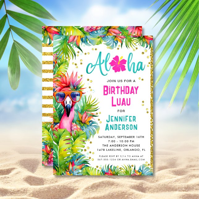 Aloha Tropical Luau Birthday Party Invitation (Creator Uploaded)