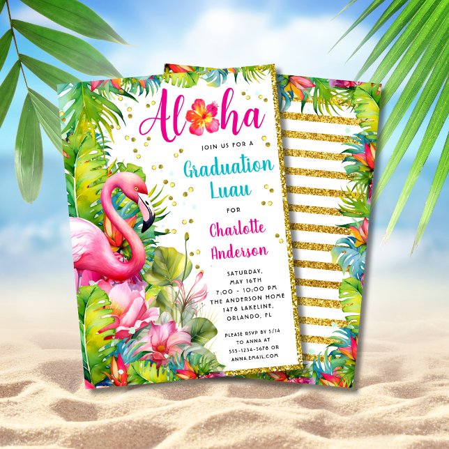 Aloha Tropical Luau Graduation Party Invitation (Creator Uploaded)