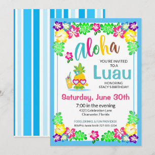 Aloha Tropical Luau Party Invitation